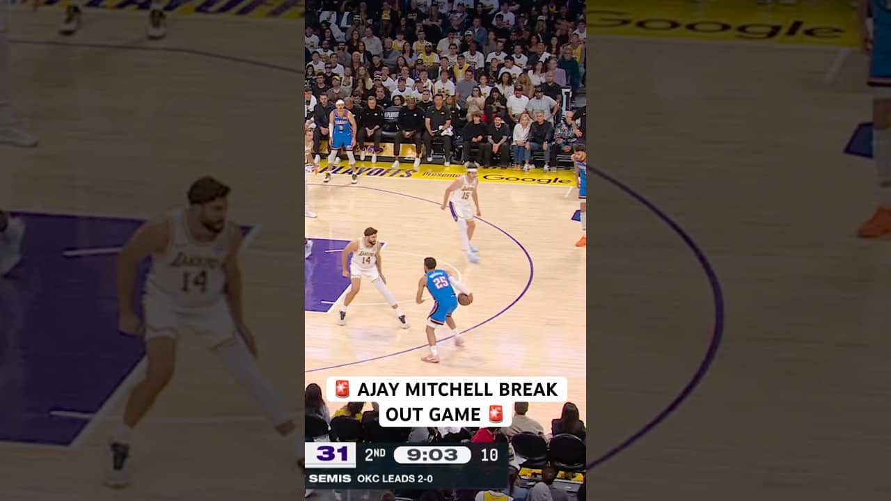 Ajay Mitchell broke out for a career-high 24 PTS & 10 AST in Game of Thunder/Lakers 👀