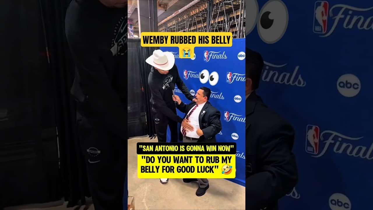 Wemby rubbed his belly for good luck😮