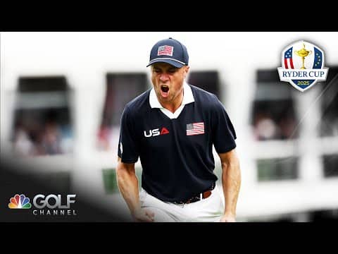 Justin Thomas pushes through nerves for strong tee shot on Ryder Cup Day 2 | Golf Channel