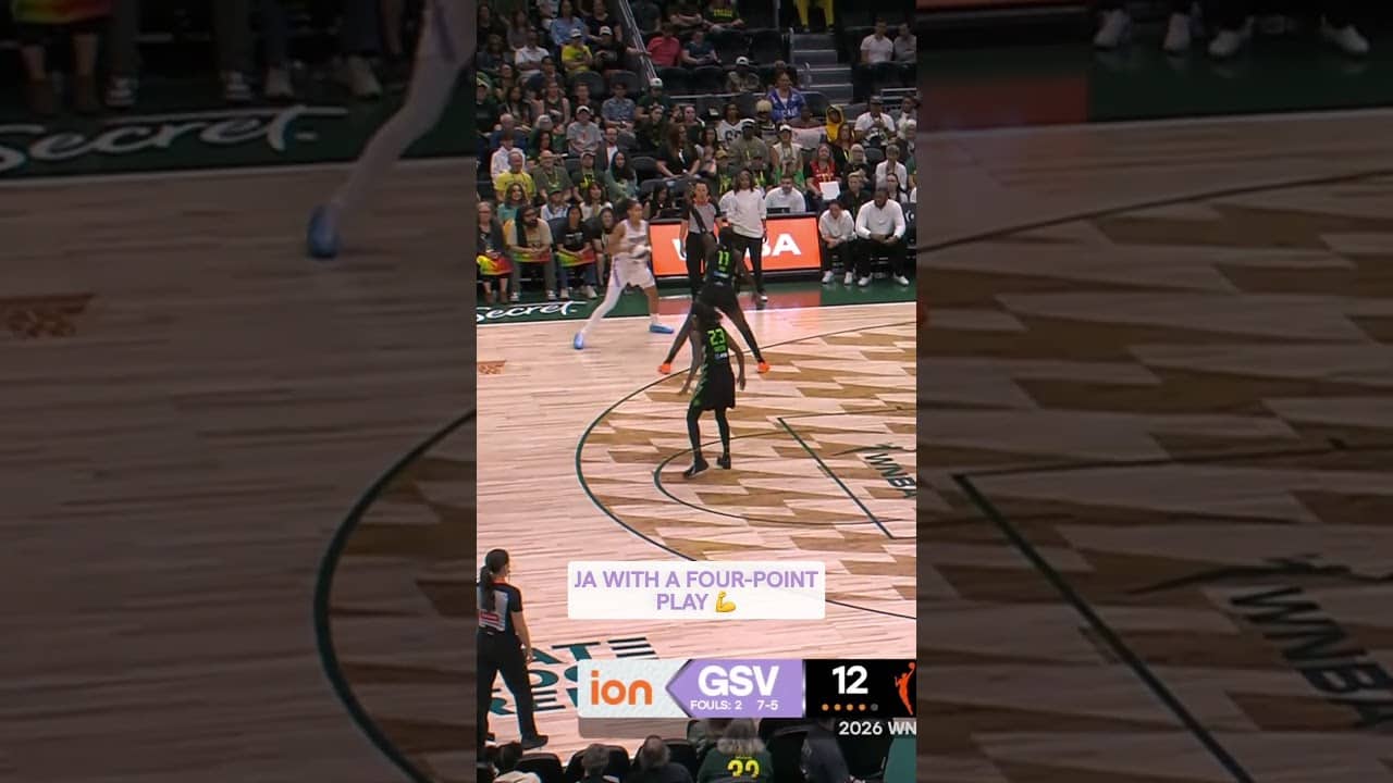 Ja with the Four-Point Play! 💥🔥 #wnba #goldenstatevalkyries #shorts