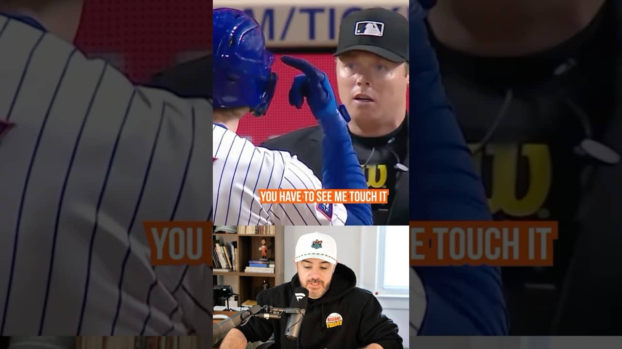 Umpire forces the batter to use a challenge even though he never touched his helmet, a breakdown