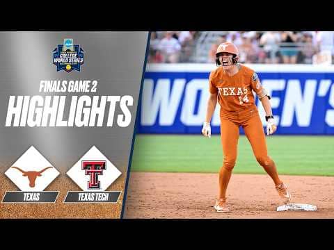 Texas vs. Texas Tech: 2026 Women's College World Series finals game 2 | Extended highlights
