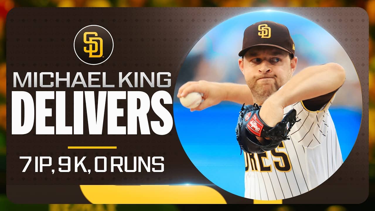 DAZZLING START 🔥 Michael King strikes out 9 batters in 7 scoreless innings vs. Dodgers!