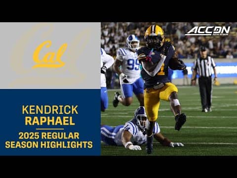 Kendrick Raphael 2025 Regular Season Highlights | Cal Running Back