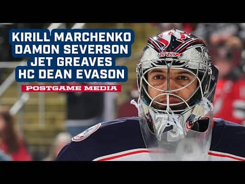 Kirill Marchenko, Damon Severson, Jet Greaves & HC Dean Evason - CBJ @ Capitals |  Postgame Media