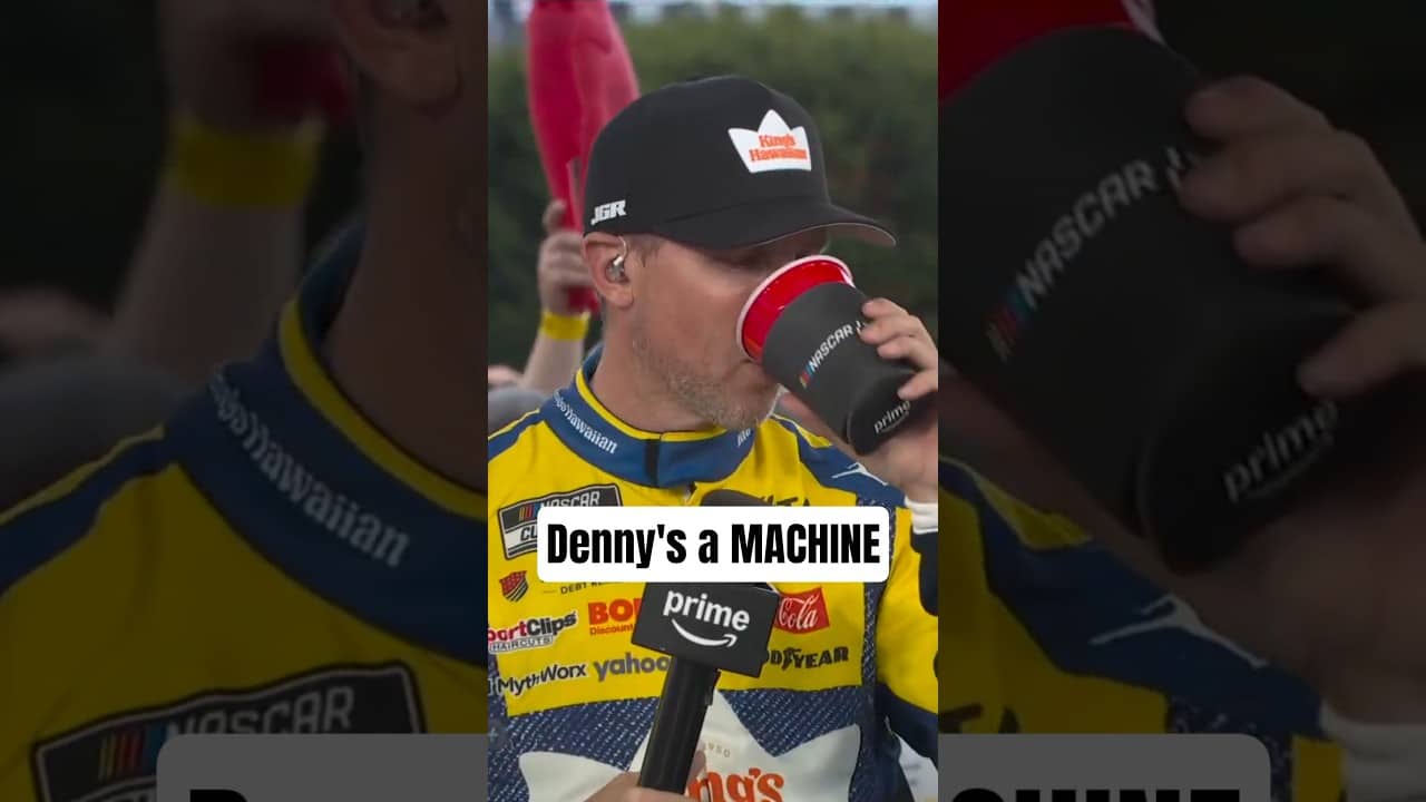 Denny Hamlin, king of the chug 🍺