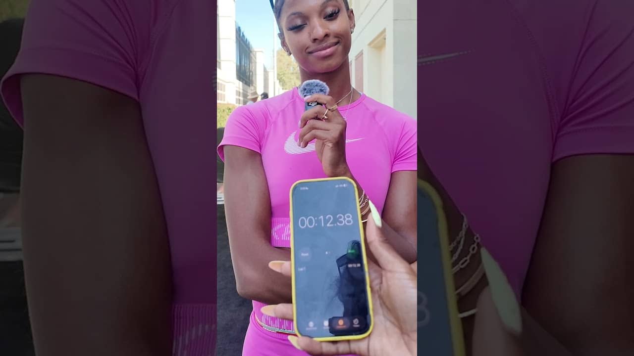 She ran it. But can she time it? 👀⏱️ #masairussell #usatf #trackandfield  #challenge