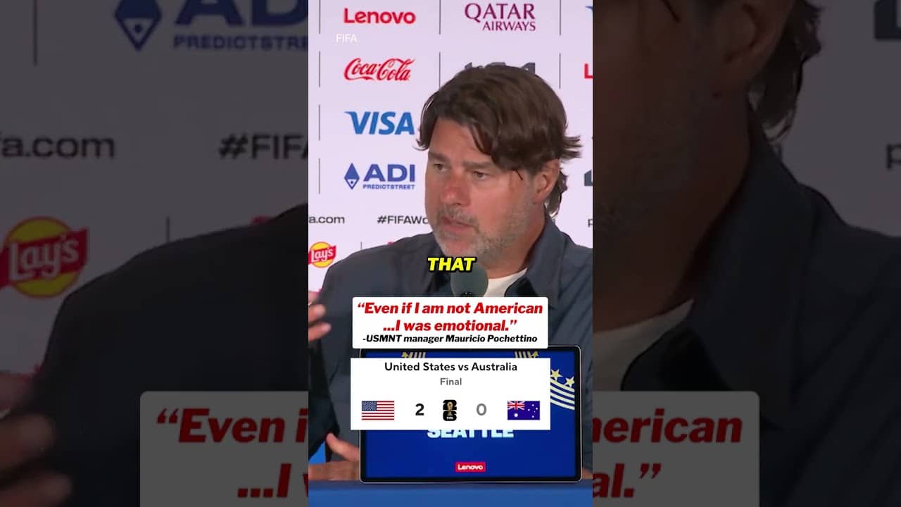 Mauricio Pochettino, from Argentina, was emotional after the USMNT victory over Australia. (🎥: FIFA)