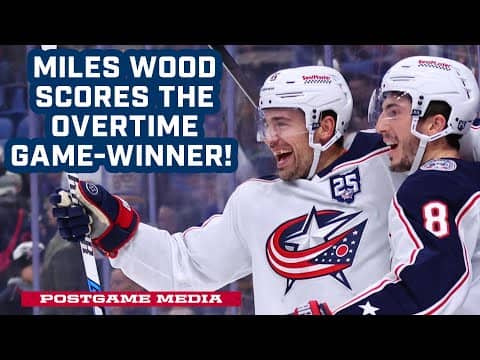 BLUE JACKETS WIN 4-3 IN OT! Miles Wood Scores the OT Game-Winner! | Postgame Media