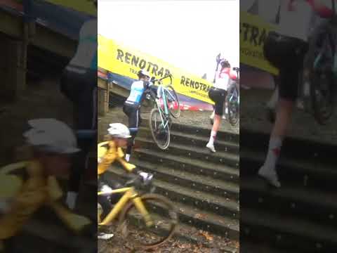 Caution: slippery when wet ⚠️ Puck Pieterse takes a slide on the stairs!