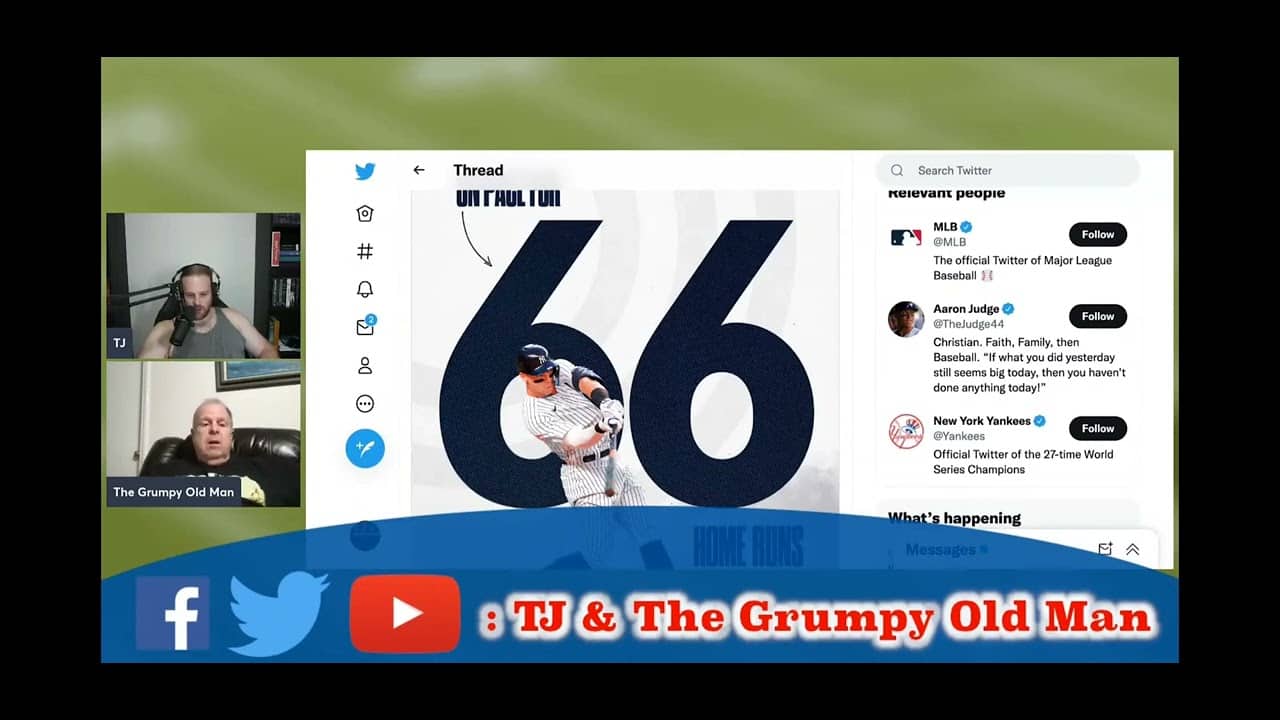Can Aaron Judge hit 60 Homer's this season? TJ and the Grumpy Old Man Show Clips