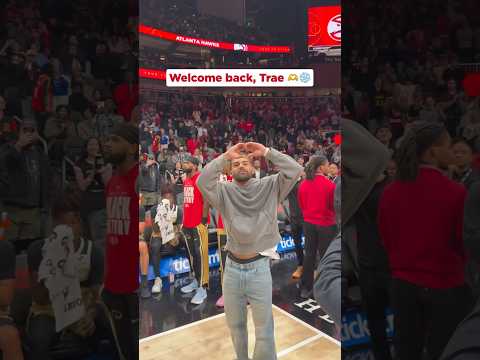 Trae watches his thank you video in his first game back in Atlanta 🥶💙 #traeyoung #hawks #nba