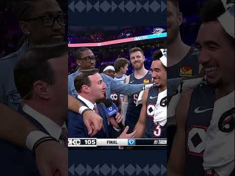 Played for each other 🤝 JMac and Nick Gallo catch up after tonight’s win 🎤