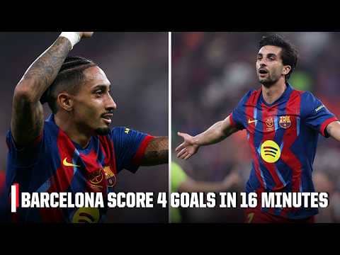 4 GOALS IN 16 MINUTES? 🤯 Barcelona DOMINATE first half of Supercopa Semifinal | ESPN FC