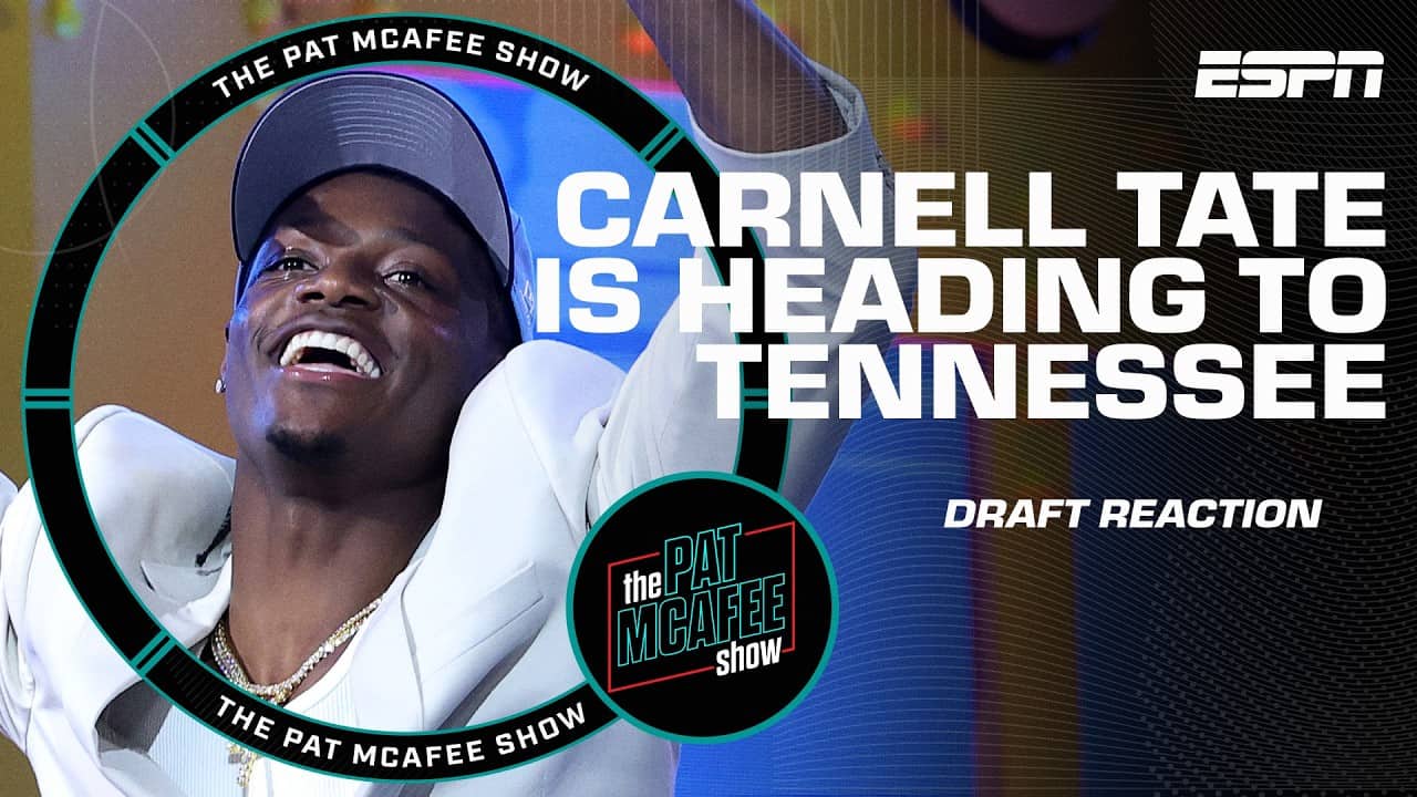 SHOCKER šÆ The Pat McAfee Draft Spectacular reacts to Titans picking Carnell Tate at No. 4