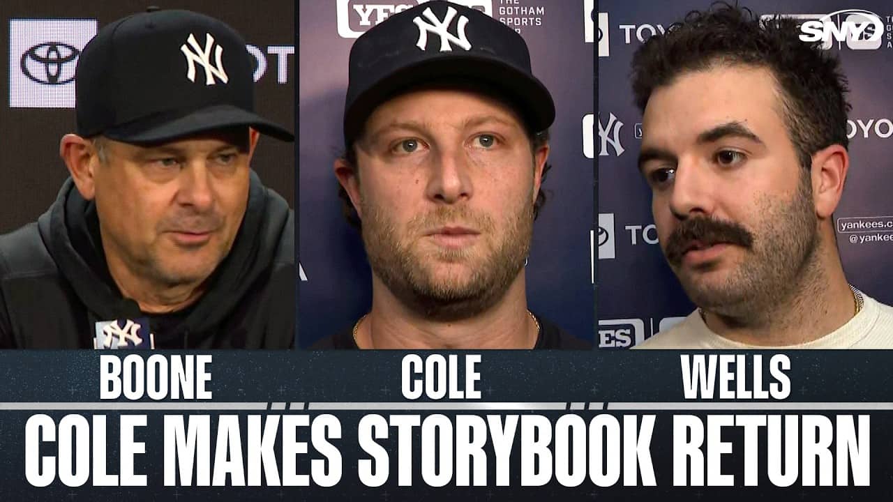 Gerrit Cole, Austin Wells and Aaron Boone comment on Cole's triumphant return to Yankees