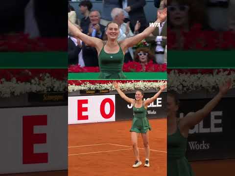 Marta Kostyuk brings back her go to celebration after her title win in Madrid! #wta #tennis