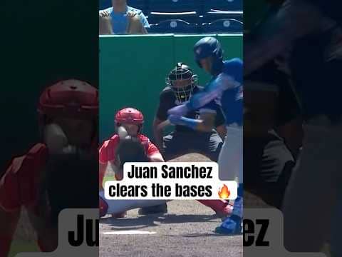 Top prospect Juan Sanchez crushes a bases-clearing double in Spring Breakout game 😮‍💨 #BlueJays