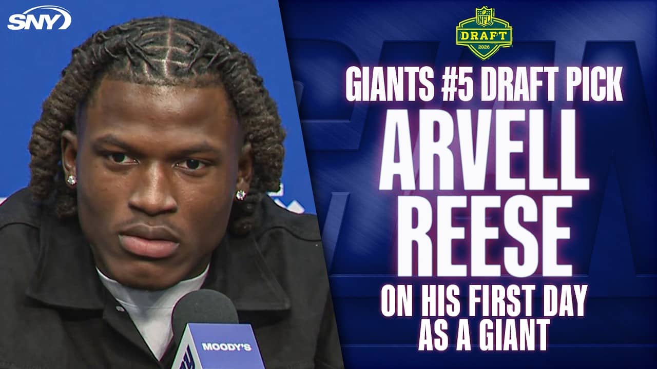 Arvell Reese on his first day as a Giant in New York, talks about conversations with John Harbaugh