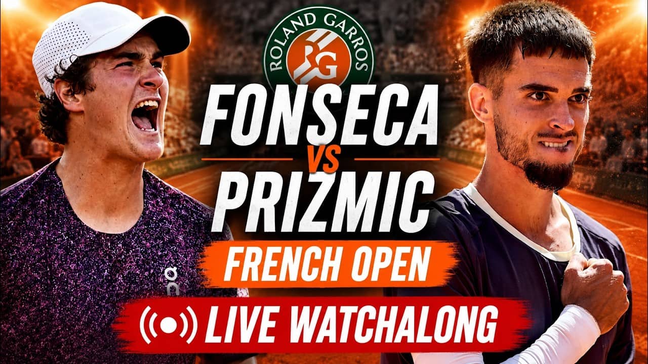 Joao Fonseca vs Dino Prizmic | French Open Round 1 | Roland Garros 2026 | LIVE TENNIS WATCHALONG