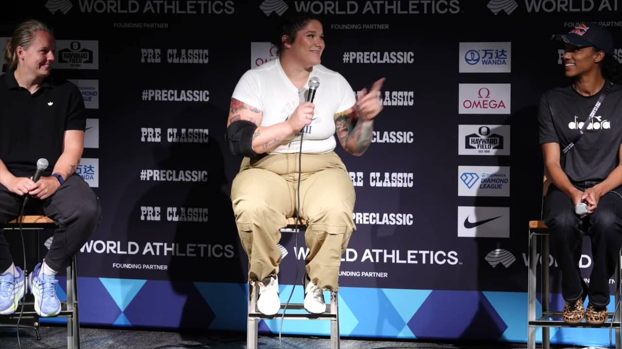 Tara Davis-Woodhall, Chase Jackson, Larisa Iapachino & Jessica Schilder At 2026 Prefontaine Classic