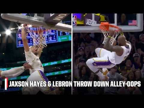 SHOWTIME LAKERS 🍿 LeBron & Jaxson Hayes throw down alley-oop slams from Austin Reaves | NBA on ESPN