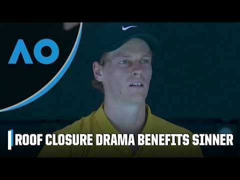SAVED BY THE BELL⁉️ Jannik Sinner benefits from suspended play to close roof | 2026 Australian Open