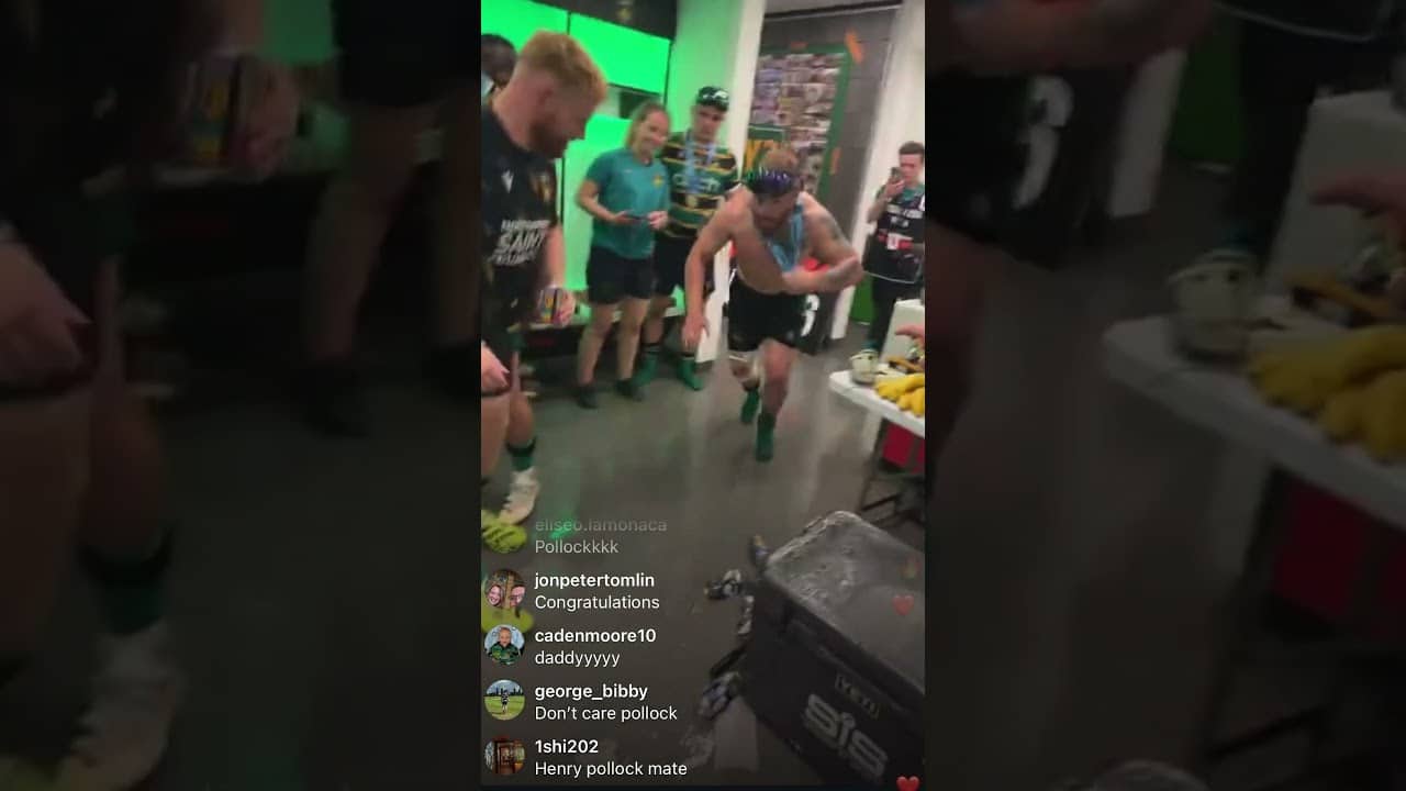 Carnage inside the victorious Northampton Saints dressing room 🍾