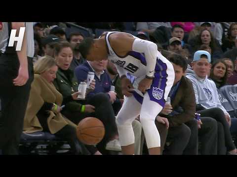 Russell Westbrook sits down next to a fan after accidentally spilling their drink 😁