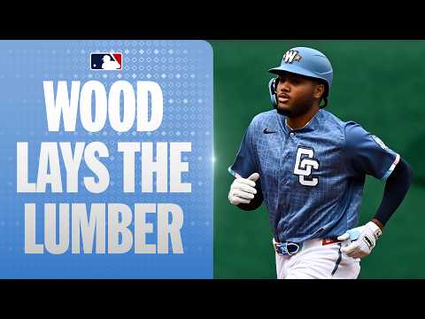 Wood DID NOT WAIT! 🪵 James Wood crushes the first pitch he sees for a leadoff home run! 💥
