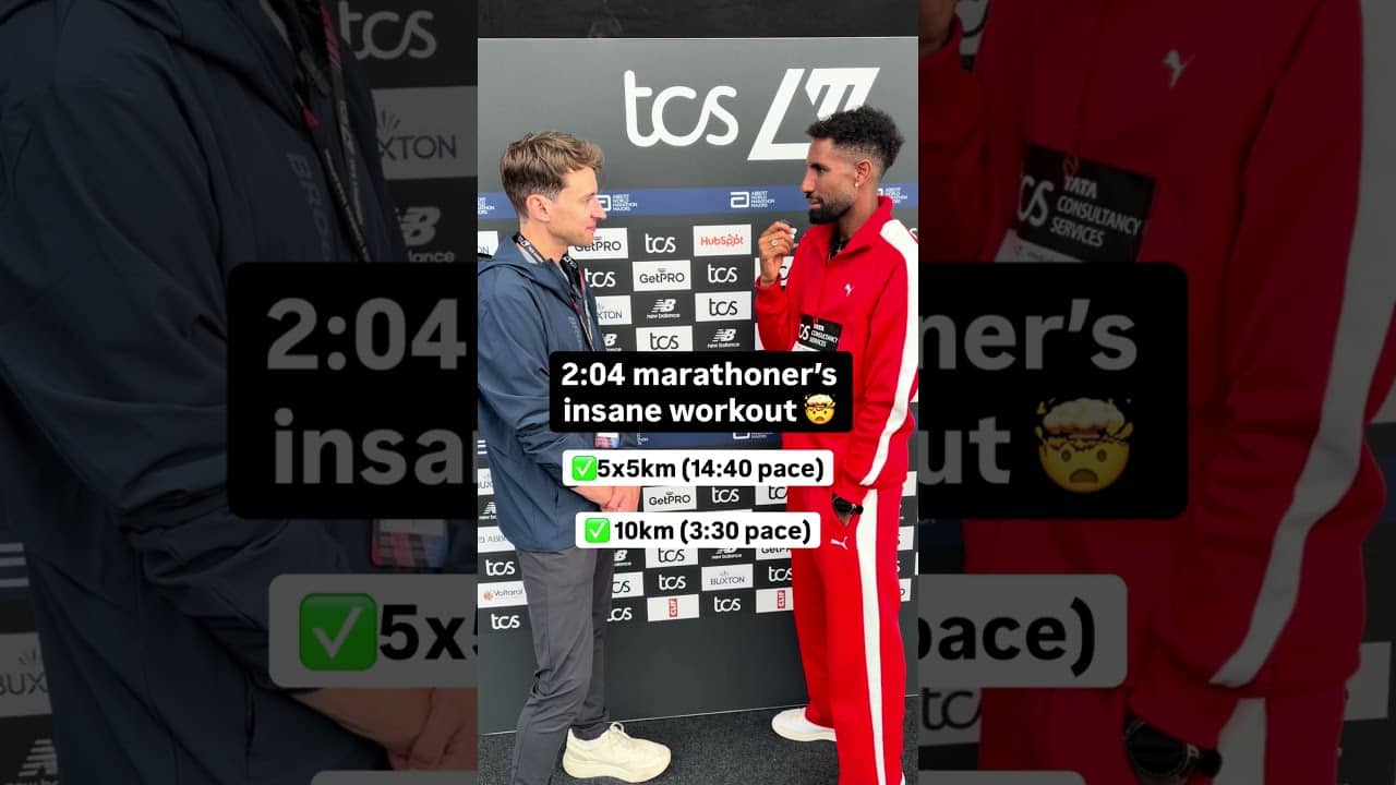 2:04 marathoner’s CRAZY running workout 🤯 #AmanalPetros #LondonMarathon