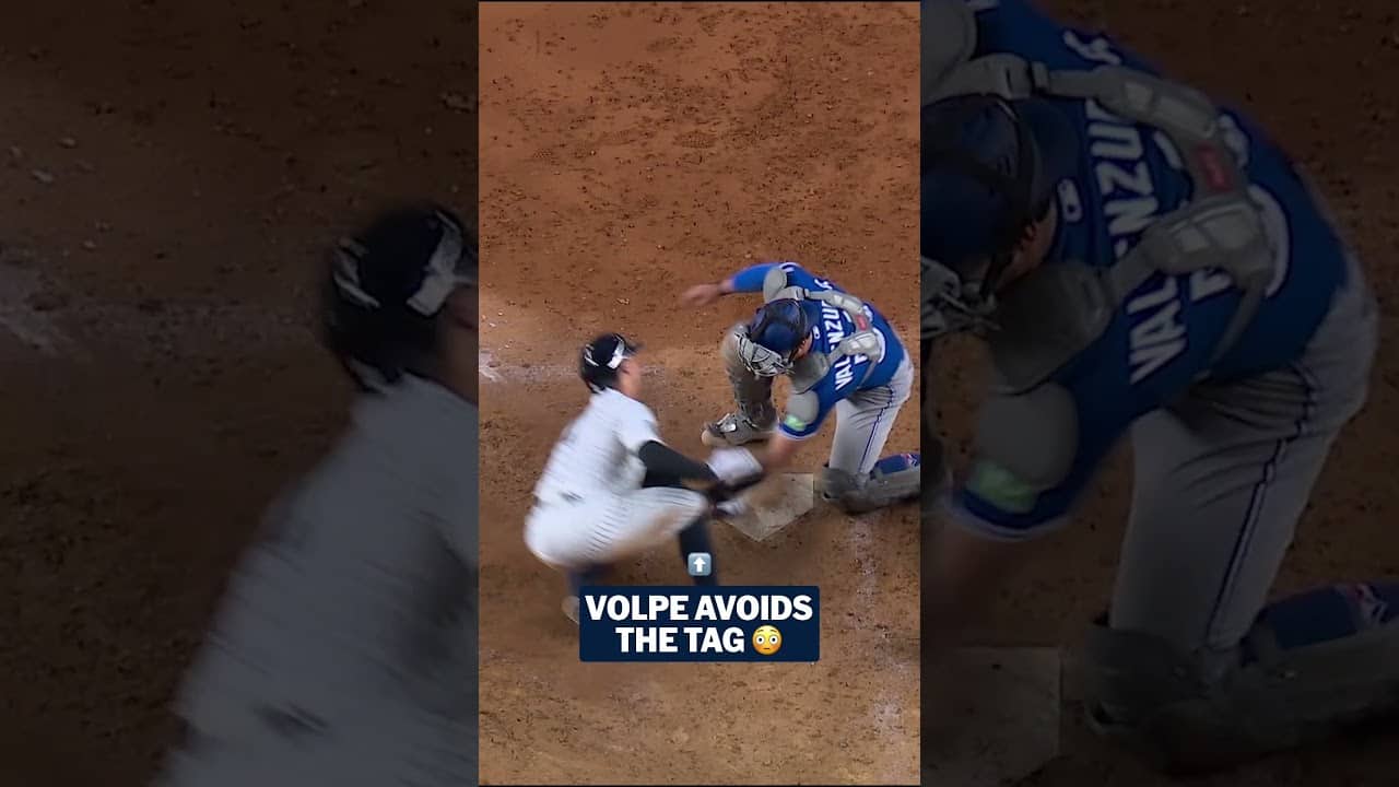 Anthony Volpe gets around the catcher with an amazing slide 🤯