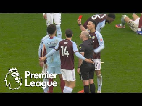 Kevin Schade sent off for stamping on Matty Cash | Premier League | NBC Sports