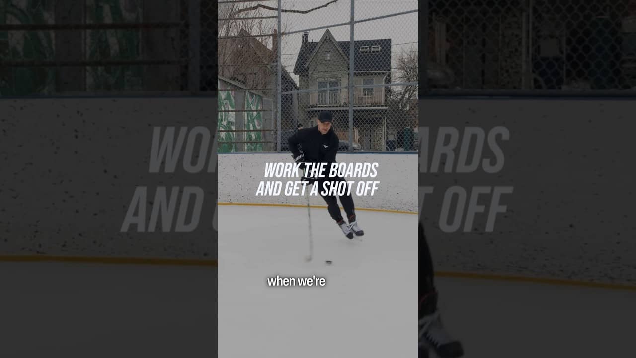 WORK THE BOARDS AND GET A SHOT OFF #hockeycoaching #hockeytraining