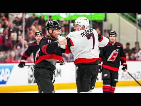 OFF THE FACEOFF! Tkachuk, Staal, drop the gloves to start Game 1!