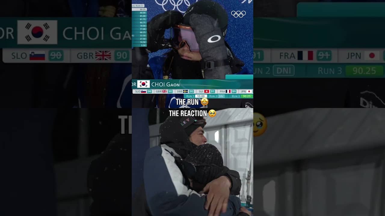 Choi Gaon during and after her amazing performance in the halfpipe at #MilanoCortina2026. 🥹🇰🇷