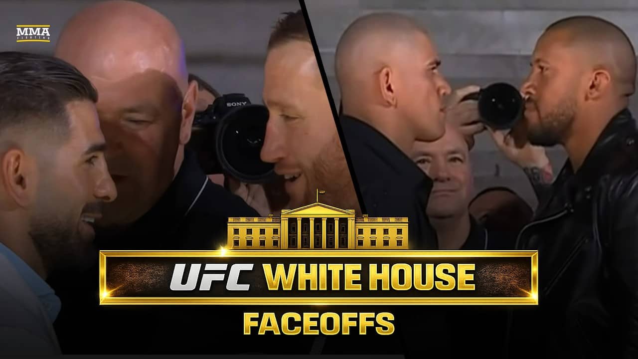 UFC White House Faceoffs: Topuria, Gaethje, Gane, Pereira Faceoff In Front Of Lincoln Memorial