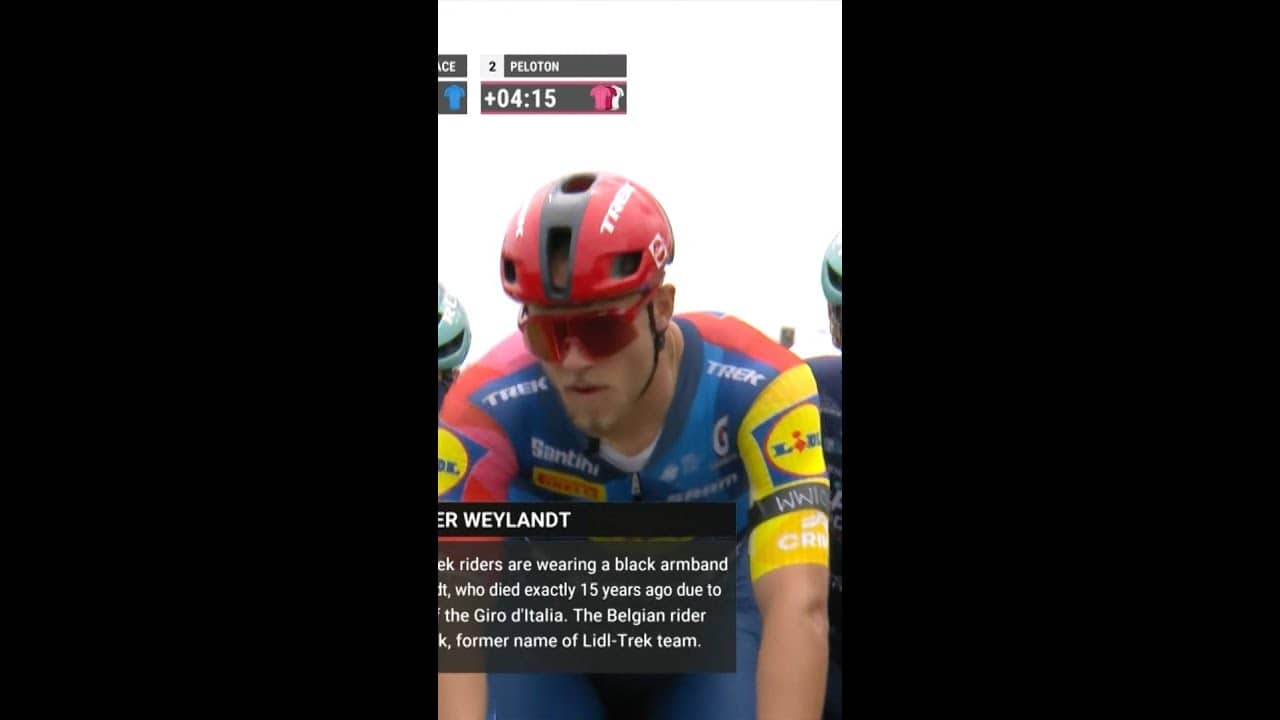 Jonathan Milan and the Lidl Trek team are wearing black armbands in memory of Wouter Weylandt ❤️