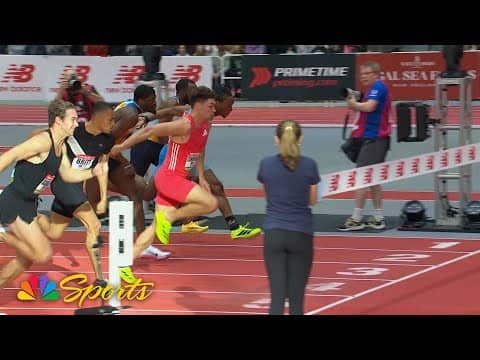 Trey Cunningham beats out tight men's 60m hurdles field at Indoor Grand Prix | NBC Sports