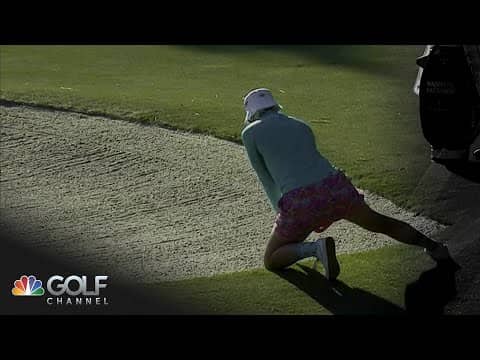 Madalene Sagstrom escapes bunker from one knee at CME Championship | Golf Channel
