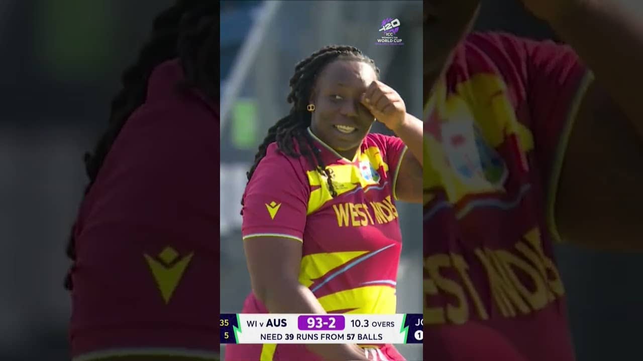 Qiana Joseph does the damage to remove Ash Gardner as the West Indies fight back 🔥#T20WorldCup