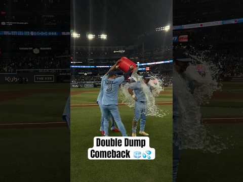 Davis Schneider & George Springer got hit with the water dump 🧊💦 #MLB #BlueJays #Toronto