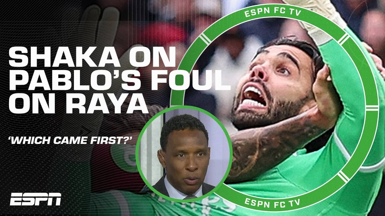 ‘WHICH CAME FIRST?!’ 🤔 Shaka Hislop on foul between David Raya & Pablo | ESPN FC