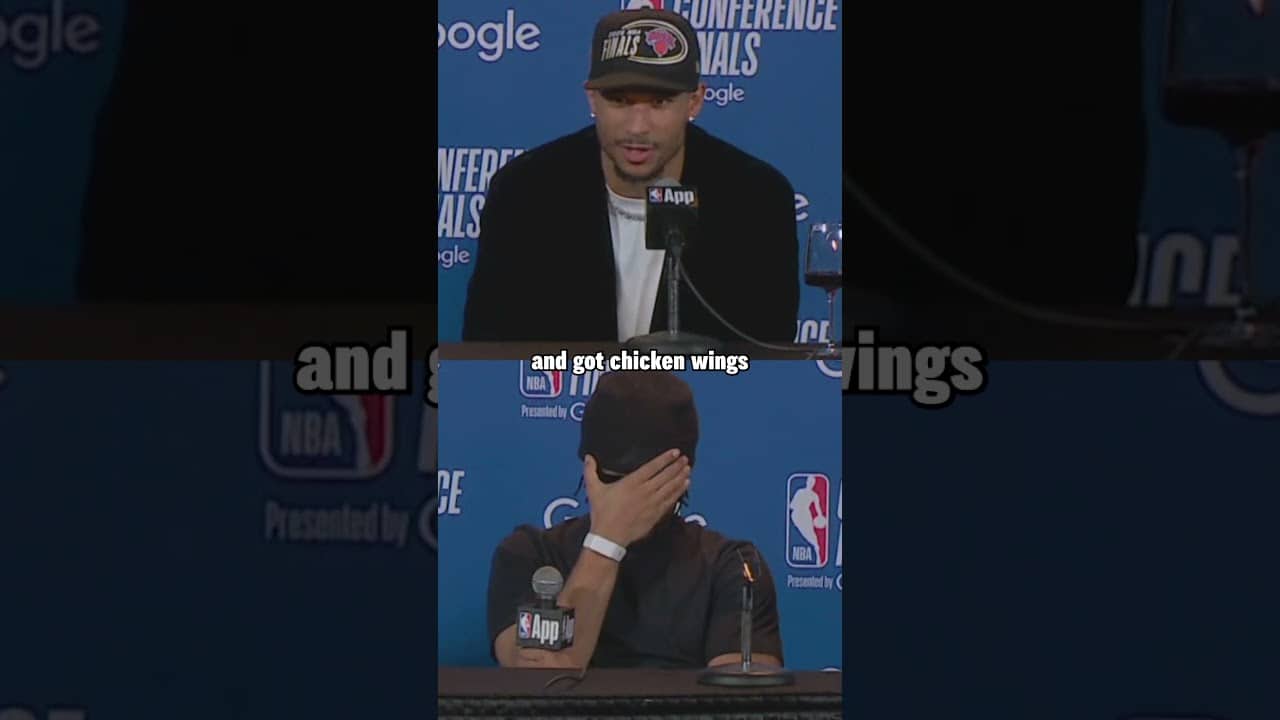 "You're supposed to be asking questions and you went and got chicken wings!" Josh Hart to reporter 😂