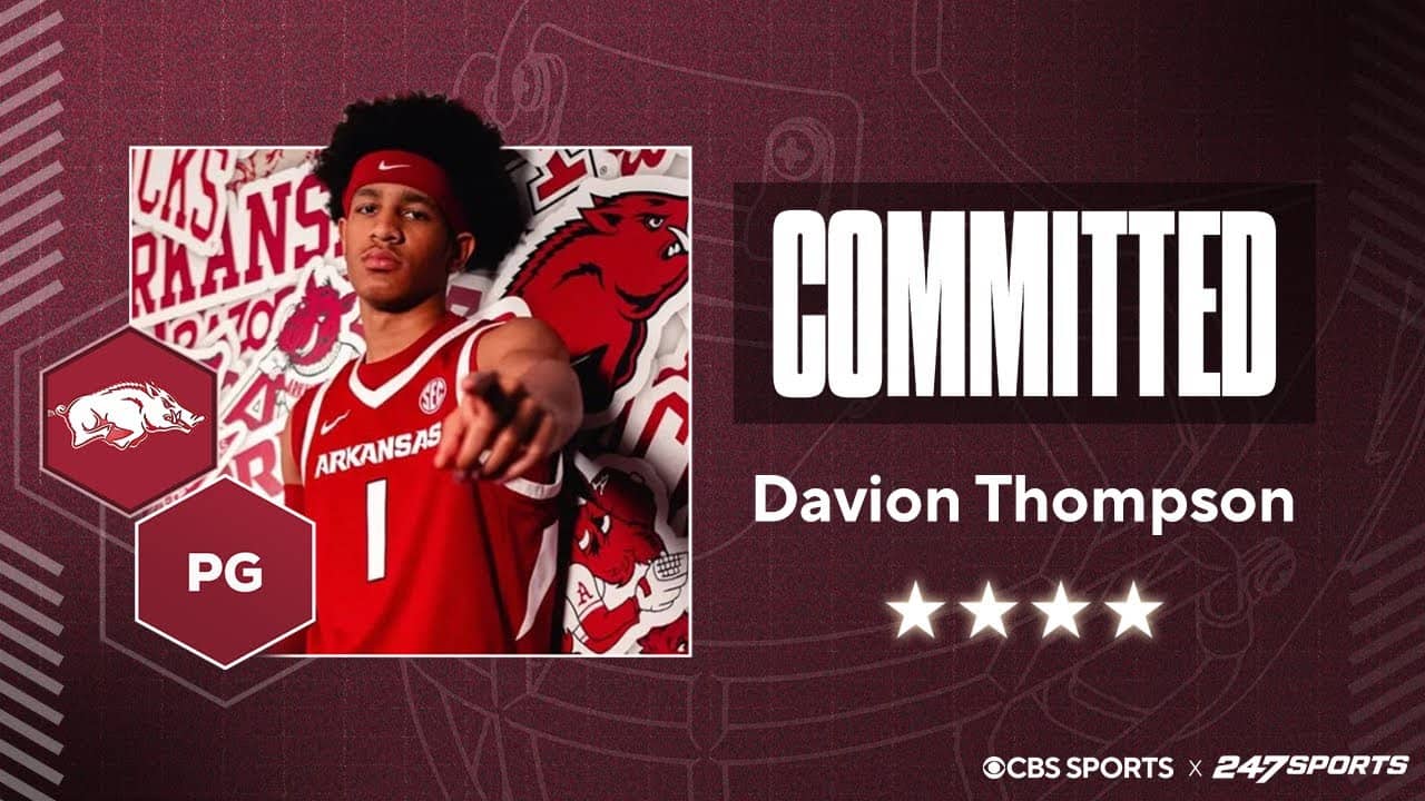 WATCH: 4-star PG Davion Thompson Commits to Arkansas | No. 21 Overall Player