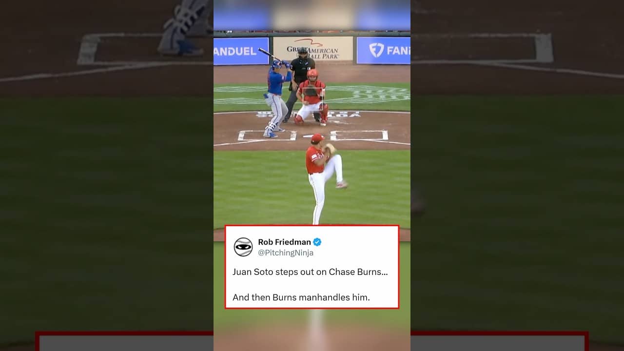Chase Burns Blows By Juan Soto After He Steps Out Of The Box #Reds #Mets