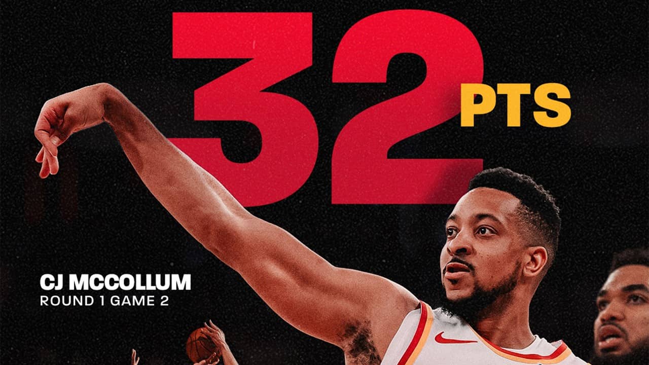 CJ McCollum's monster night at MSG leads Hawks to comeback Win over Knicks, ties series 1-1
