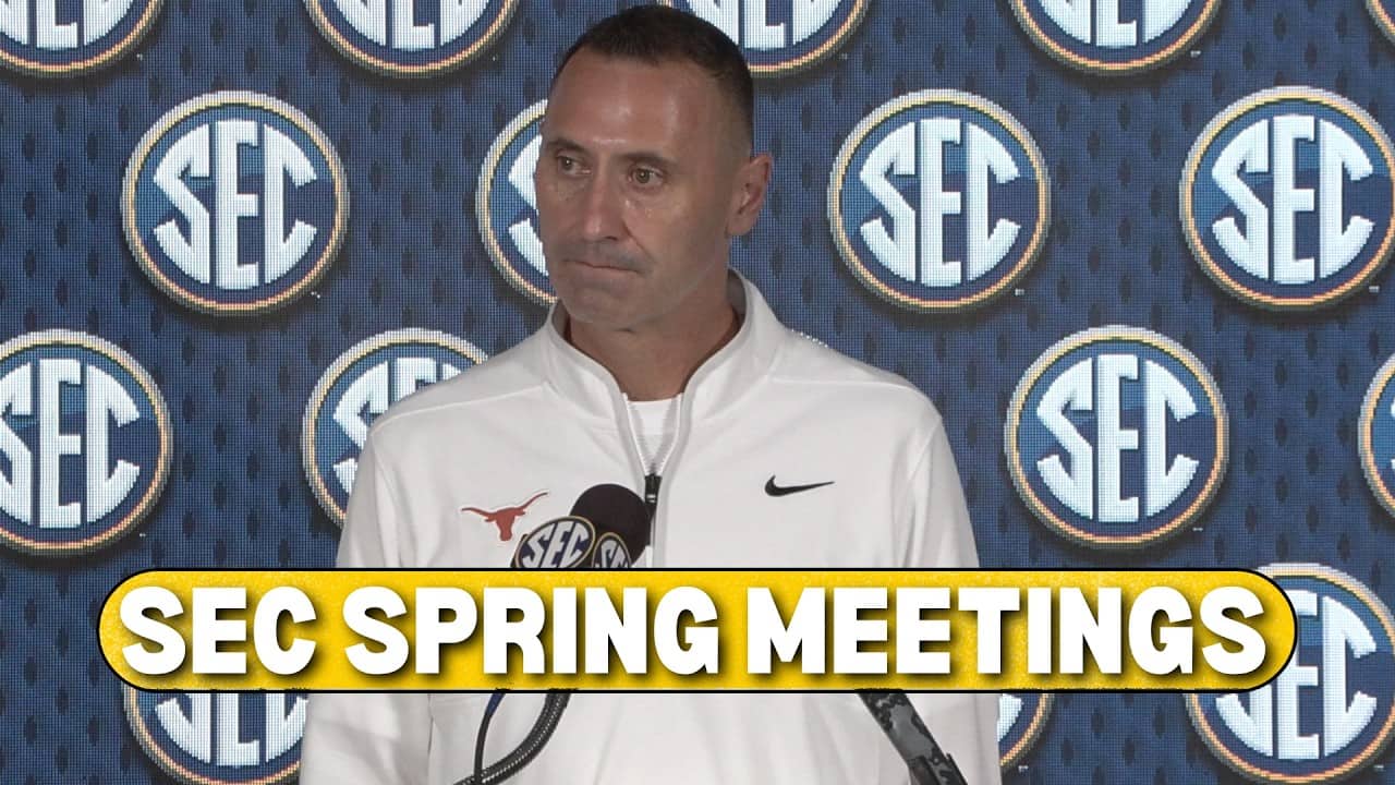 Steve Sarkisian SEC Spring Meetings 2026 Texas Football Coach
