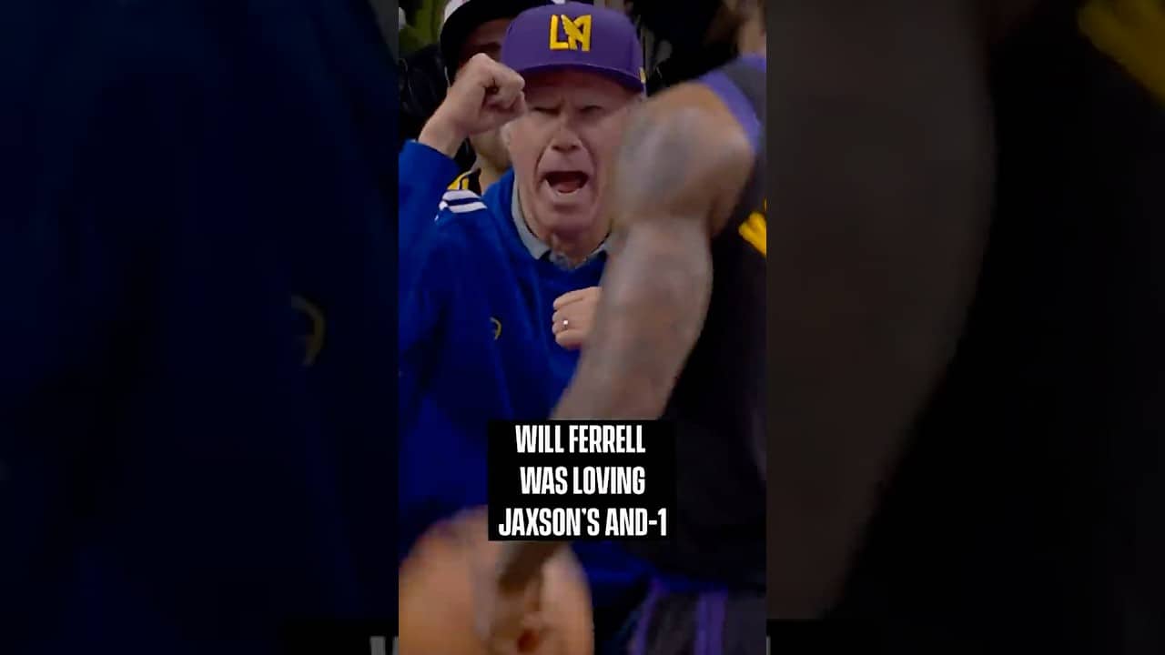 Will Ferrell is all of us after Jaxson's and-1 🗣️ #lakers