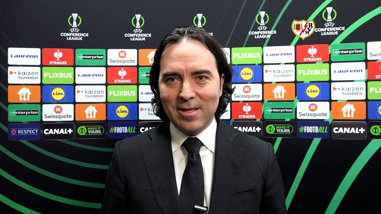 Raúl Martín Presa tras conseguir el pase a la final de la UEFA Conference League.